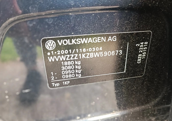 Volkswagen Golf Plus cena 13900 przebieg: 166316, rok produkcji 2011 z Kożuchów małe 596